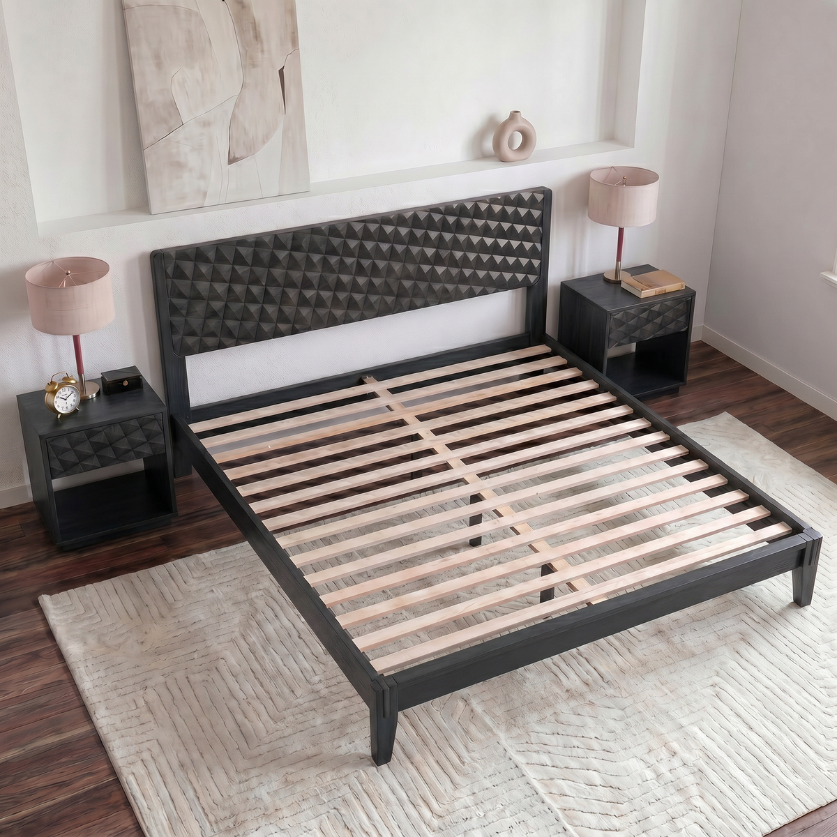 Sapa Solid Wood Platform Bed Frame With Headboard