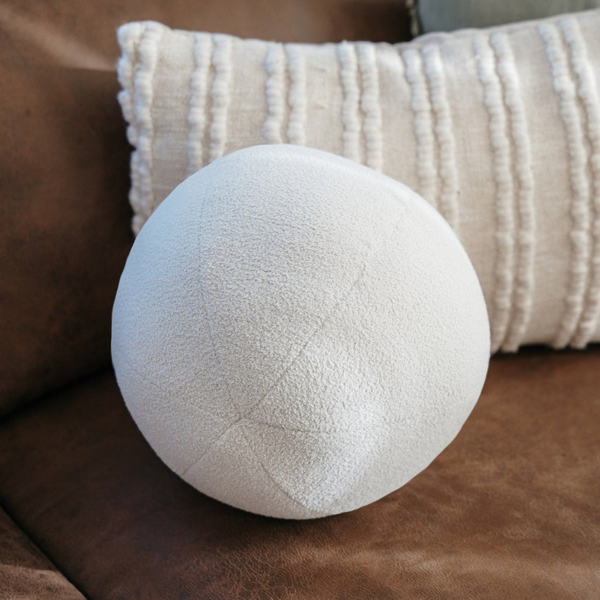 Brooklyn Boucle Ball Cushion - White