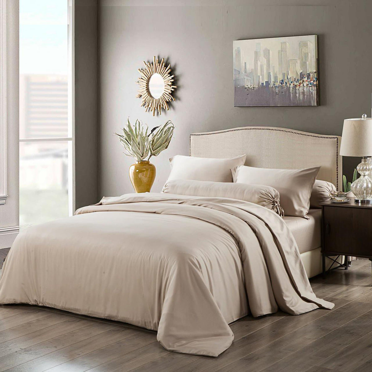 Joy Collection Quilt Cover Set - Champagne Latte