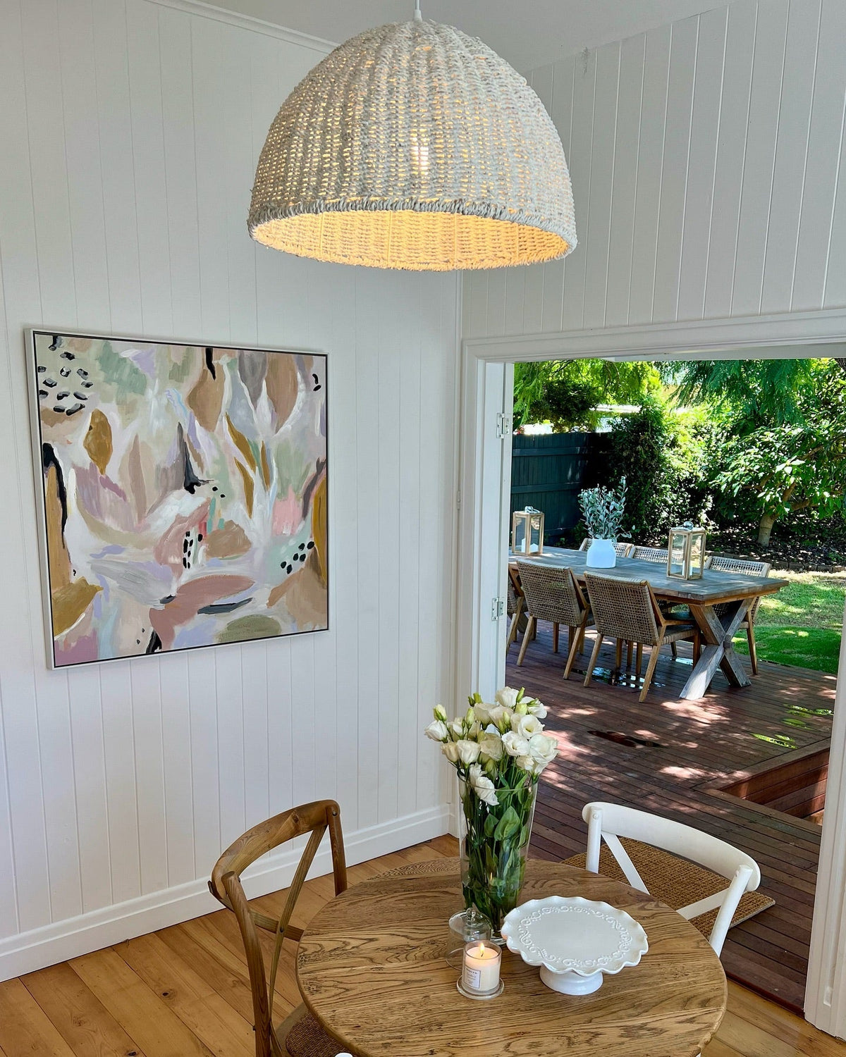 Villa Dome Rope Pendant Light - Whitewash