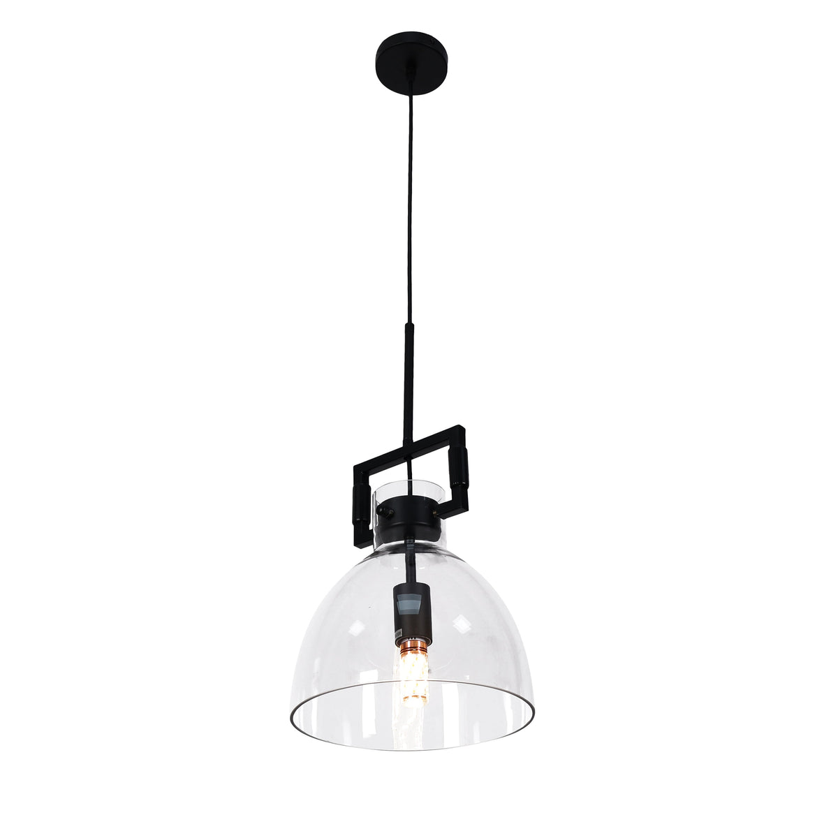 Cora Glass Pendant Light - Black Hardware