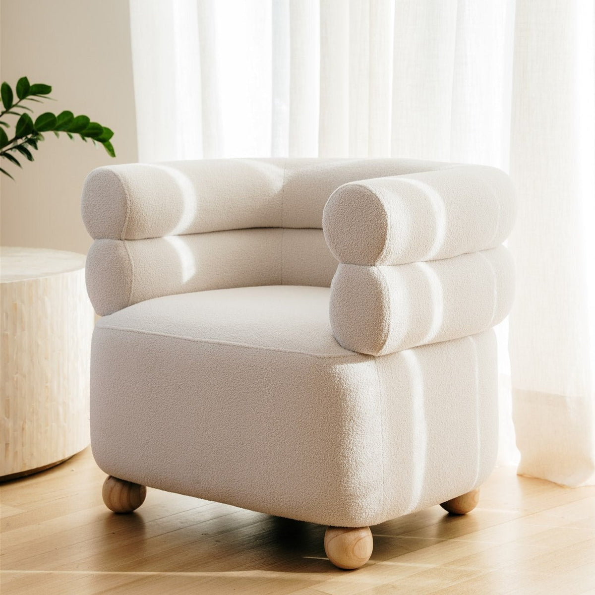 Logan Boucle Armchair - White