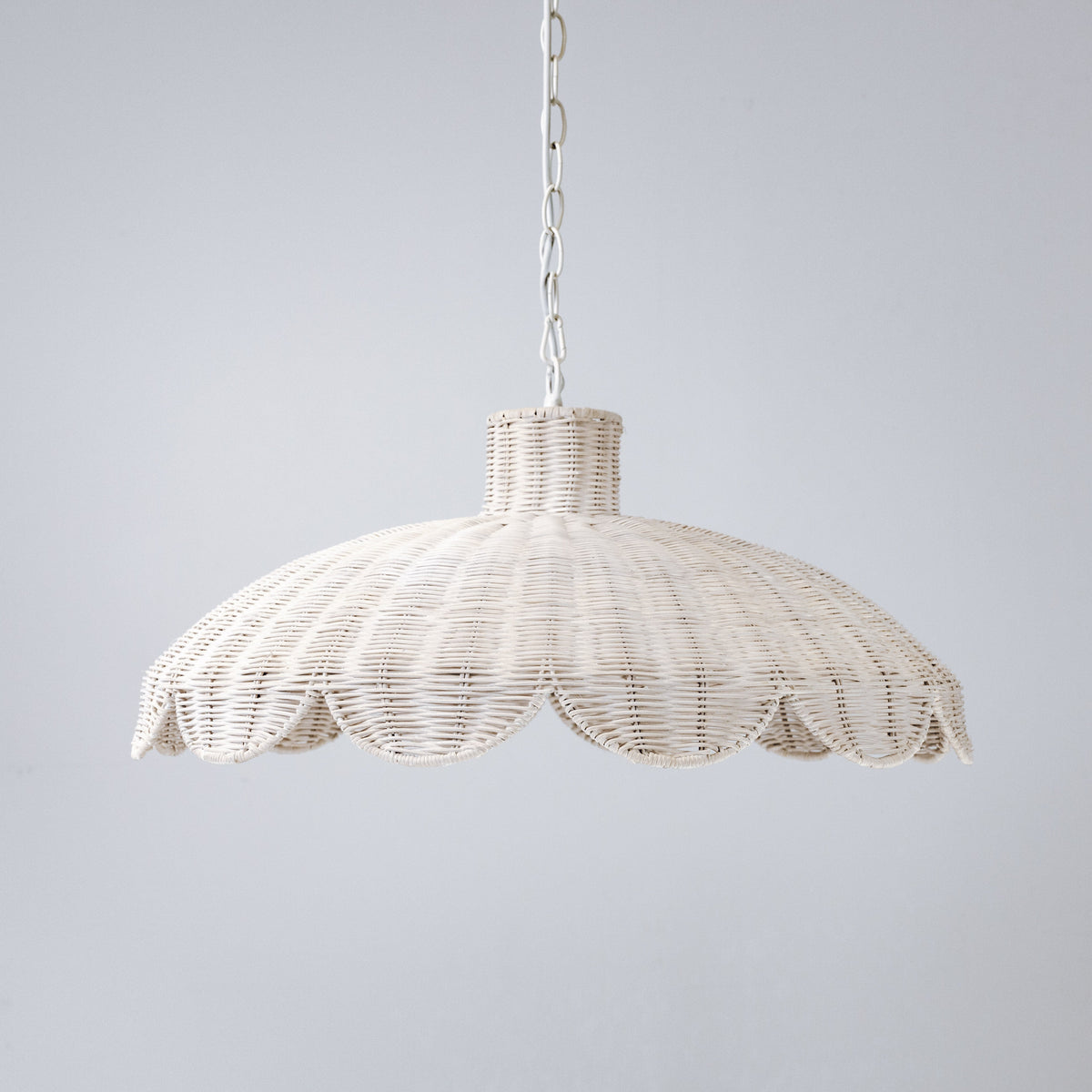 Alice Scallop Rattan Pendant Light - White
