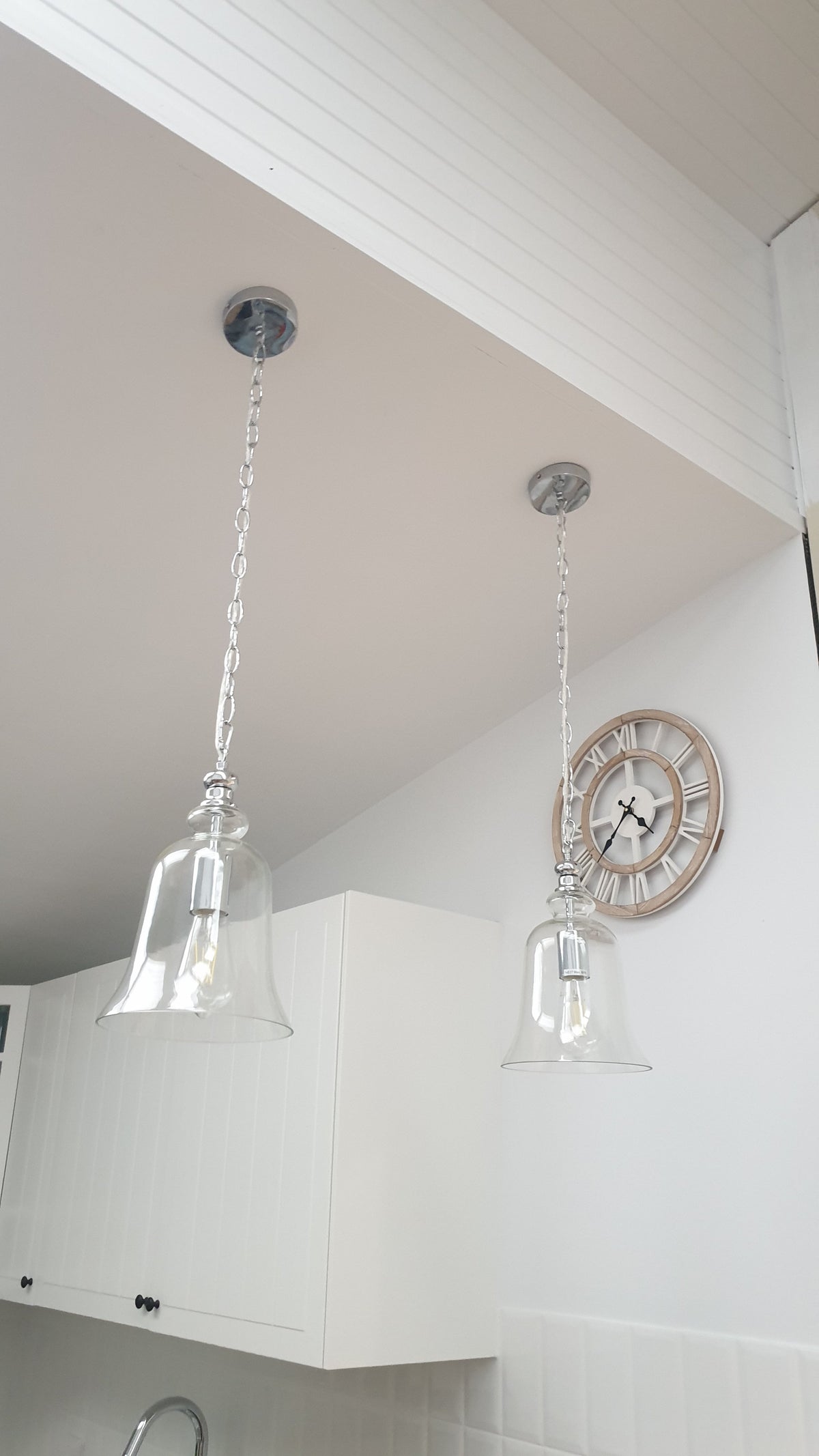 Gracie Glass Bell Shape Pendant Light - Polished Chrome