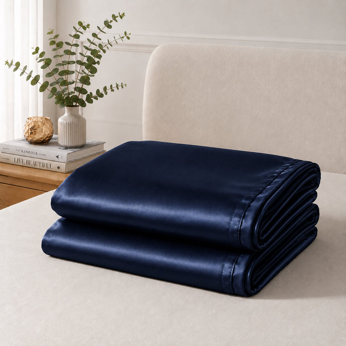 Satin Pillowcase Set - Navy Blue