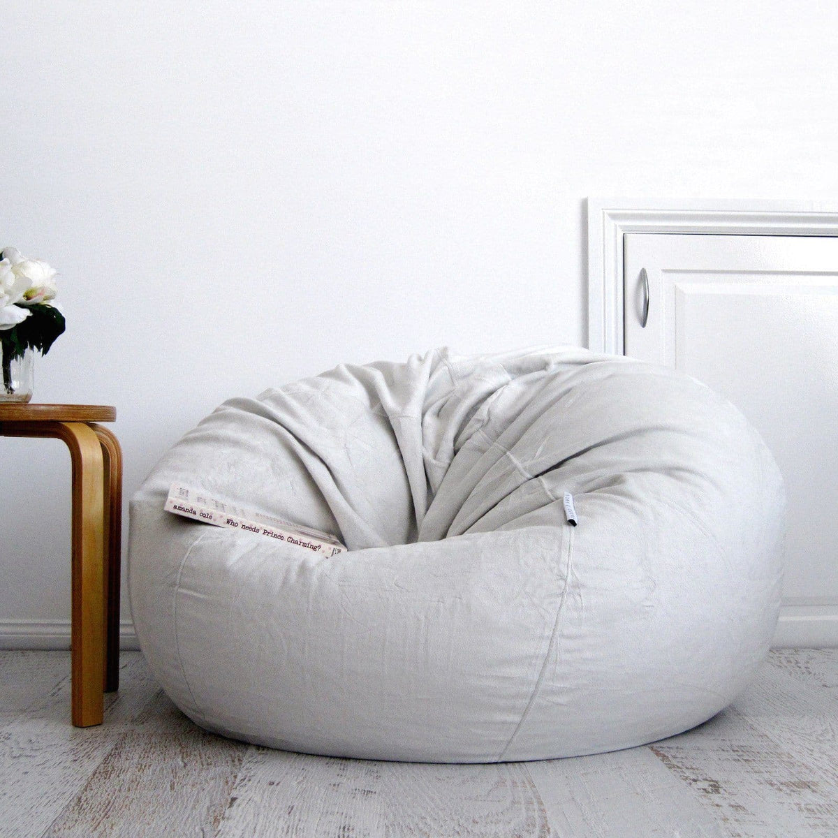 Pierre Fur Bean Bag - Silver Grey