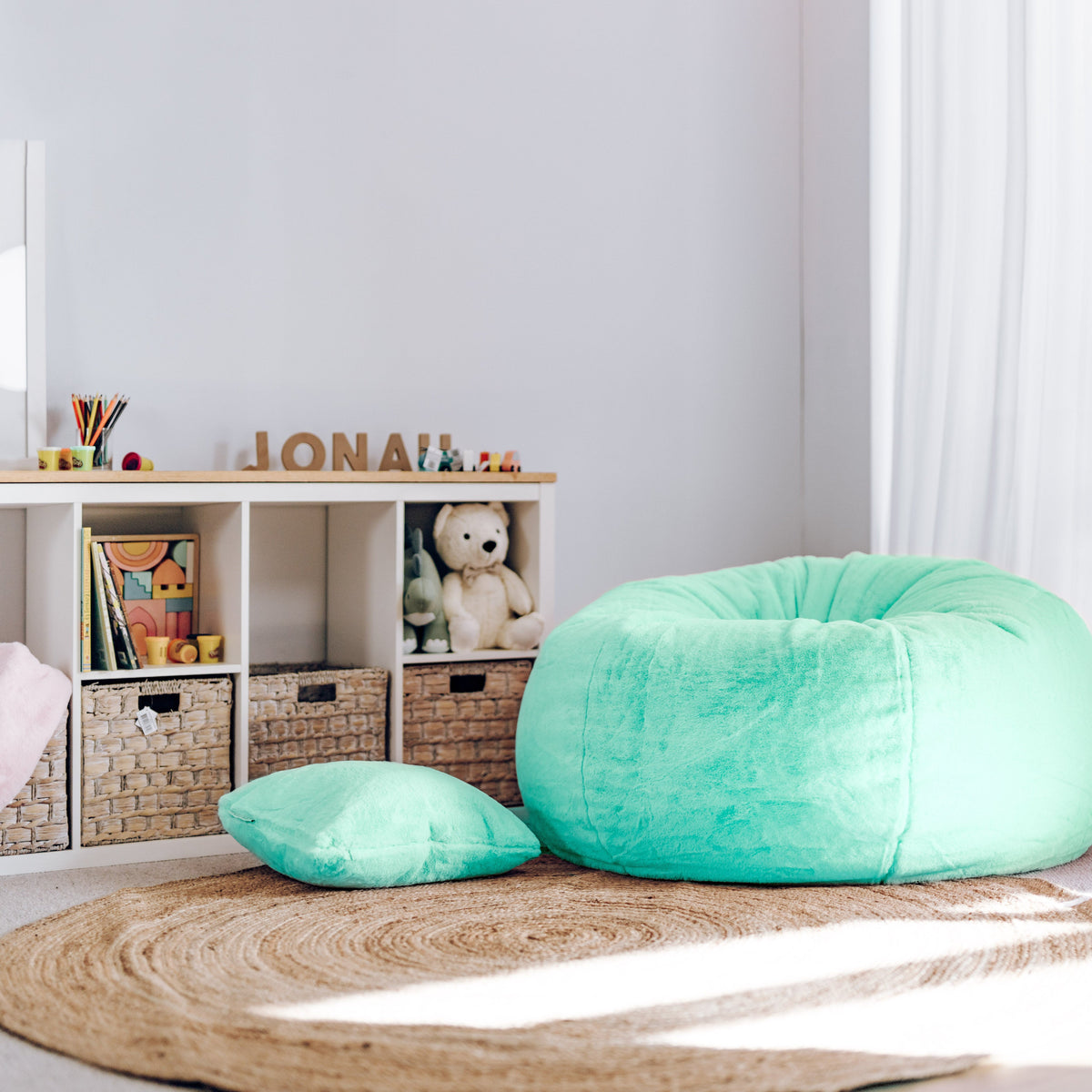 Cloud Plush Fur Bean Bag - Turquoise