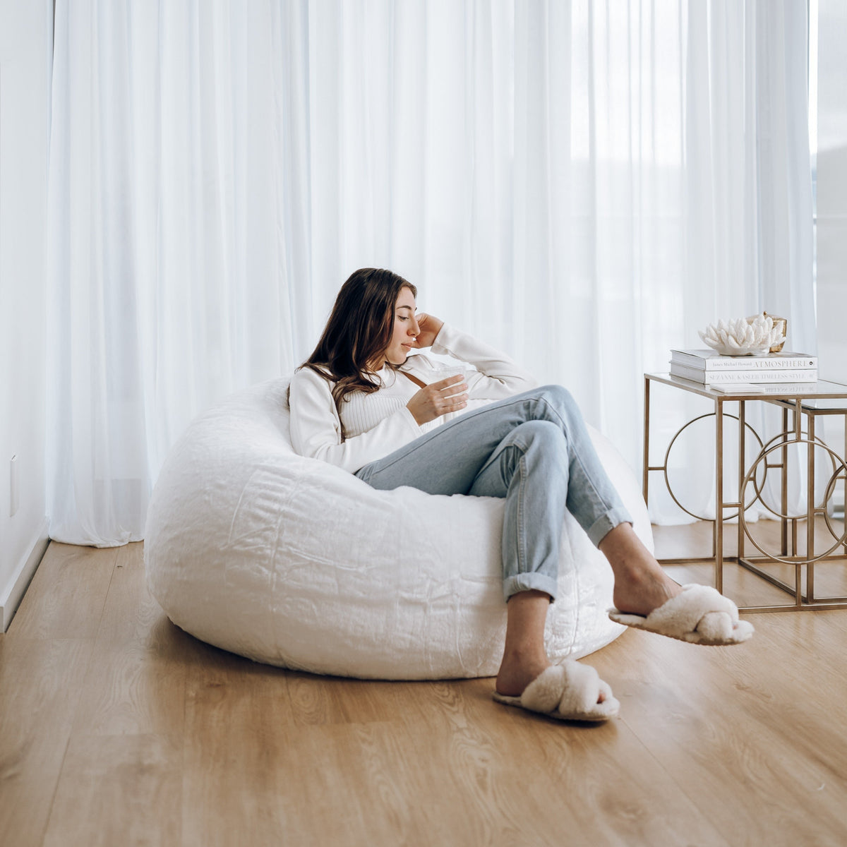 Cloud Plush Fur Bean Bag - White