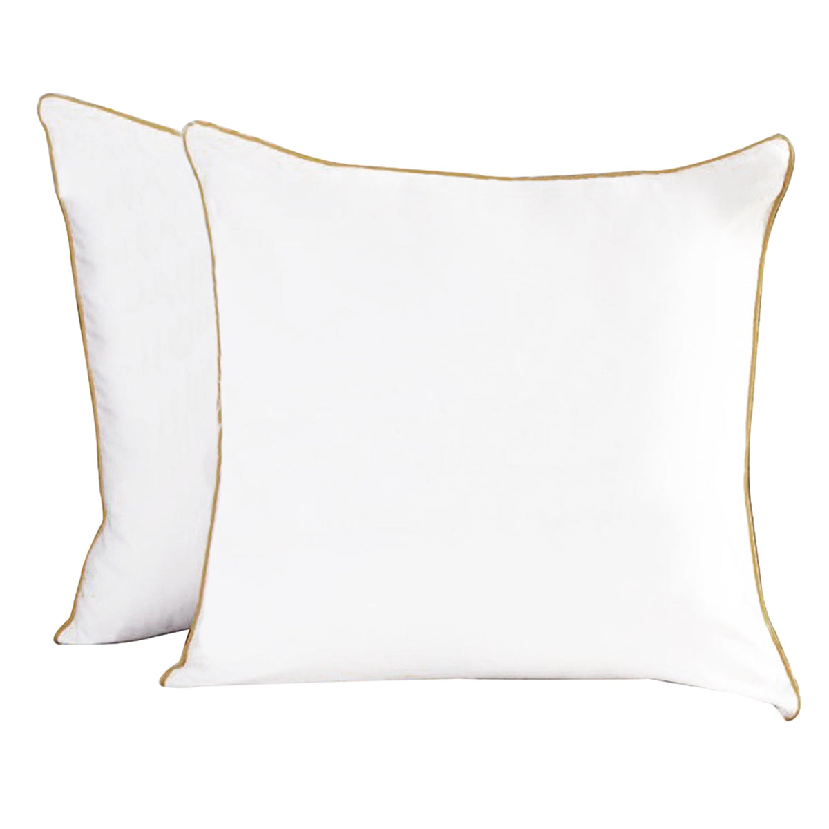 Plaza Collection White European Pillowcase Set - Gold Piping