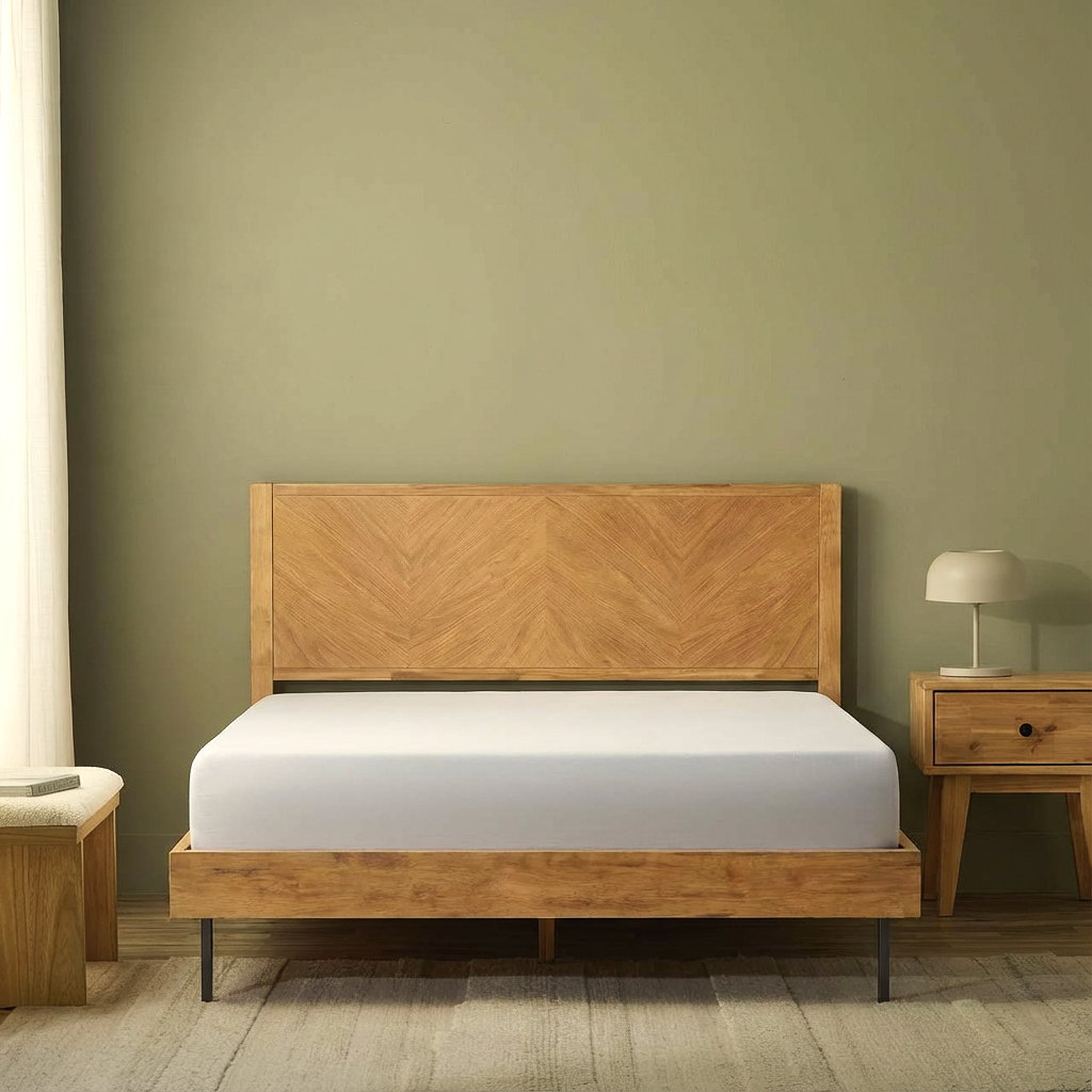 Alander Solid Wood Bed Frame with Headboard