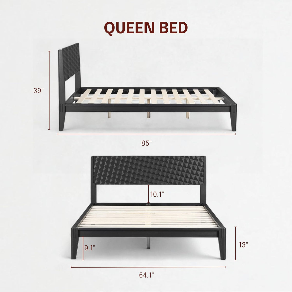 Sapa Solid Wood Platform Bed Frame With Headboard