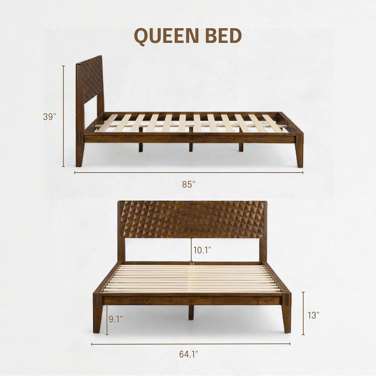 Sapa Solid Wood Platform Bed Frame With Headboard
