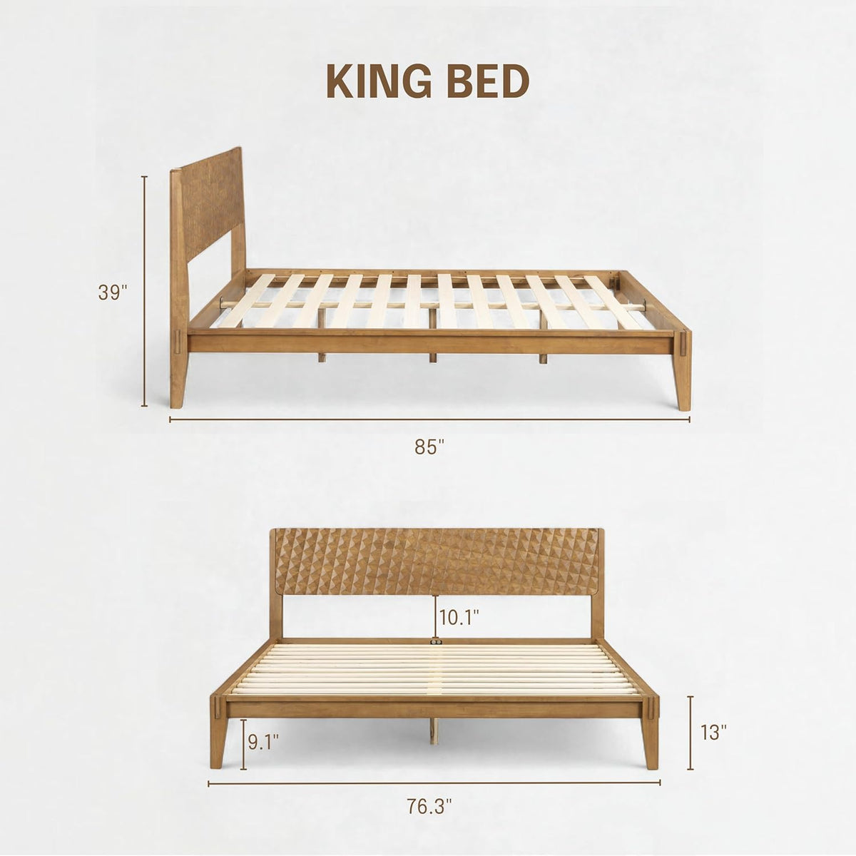Sapa Solid Wood Platform Bed Frame With Headboard