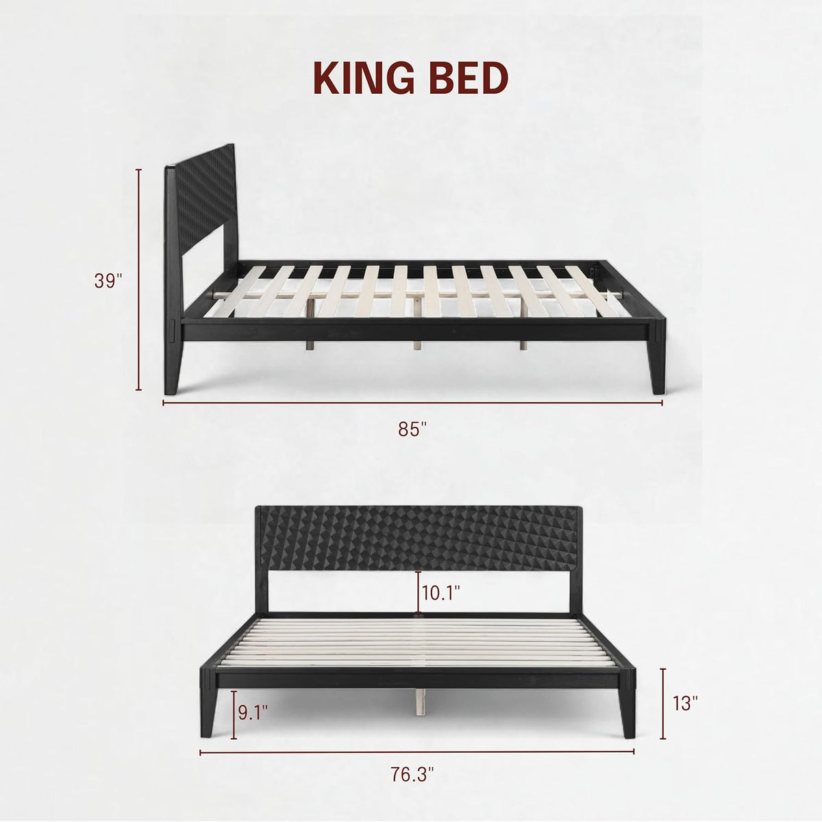 Sapa Solid Wood Platform Bed Frame With Headboard