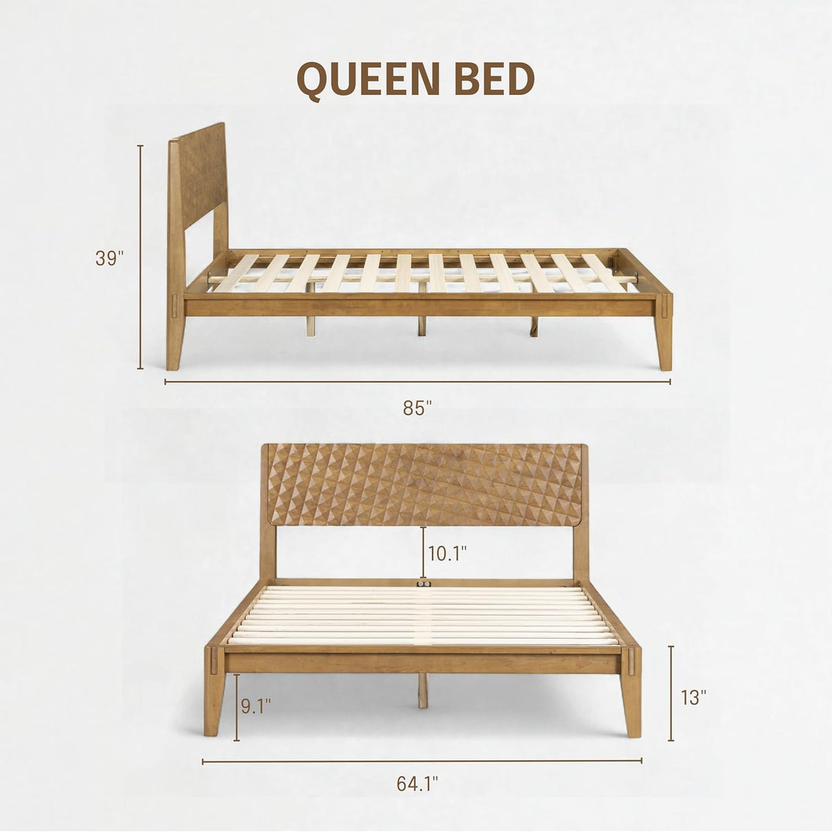 Sapa Solid Wood Platform Bed Frame With Headboard