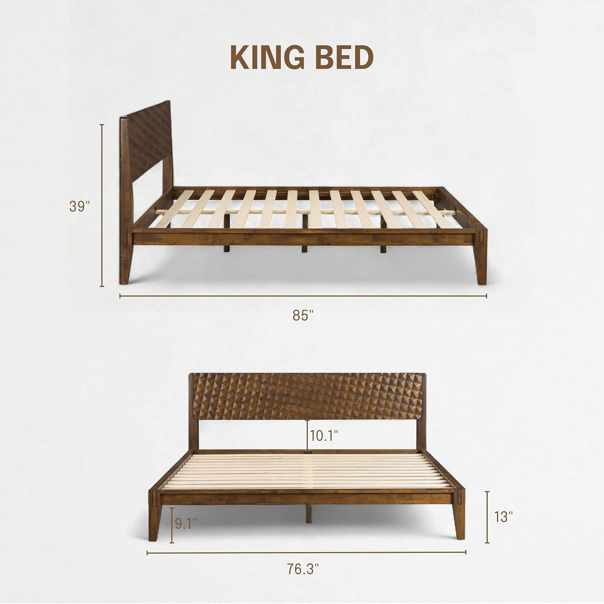 Sapa Solid Wood Platform Bed Frame With Headboard