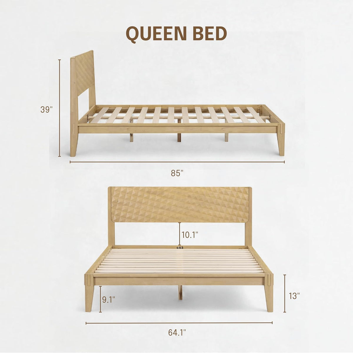 Sapa Solid Wood Platform Bed Frame With Headboard