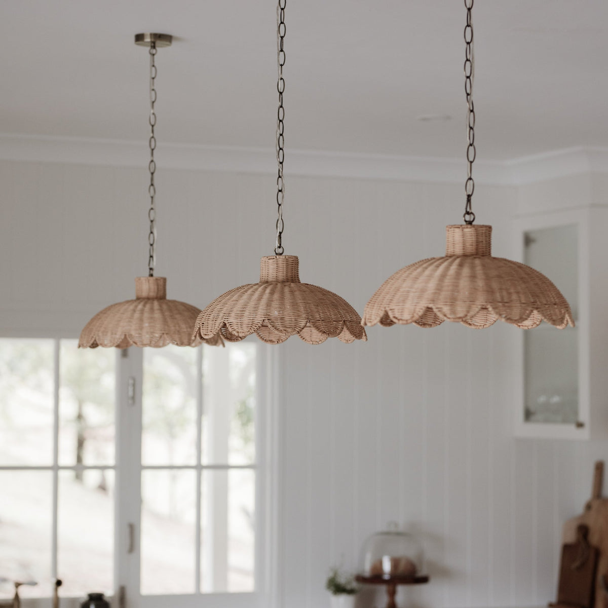 Alice Scallop Rattan Pendant Light - Natural