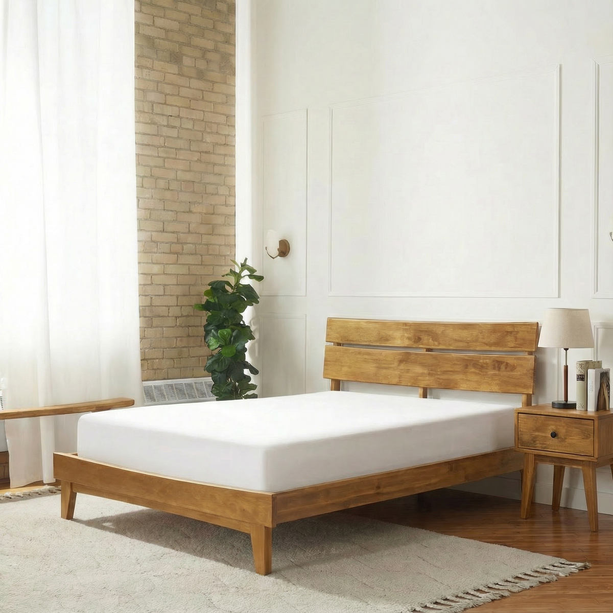 Aurora Solid Wood Bed Frame with headboard