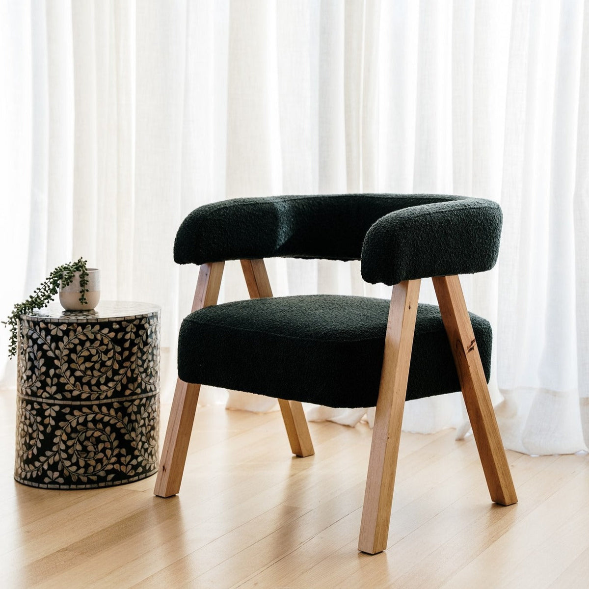Cambria Boucle Accent Chair - Charcoal