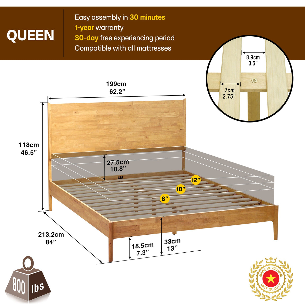Haven Solid Wood Bed Frame