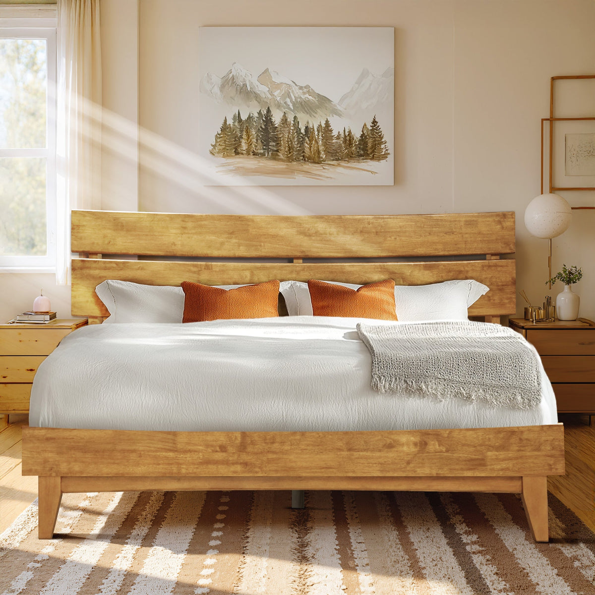 Aurora Solid Wood Bed Frame