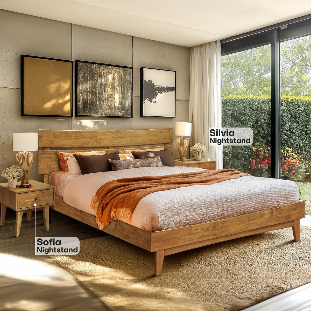 Aurora Solid Wood Bed Frame
