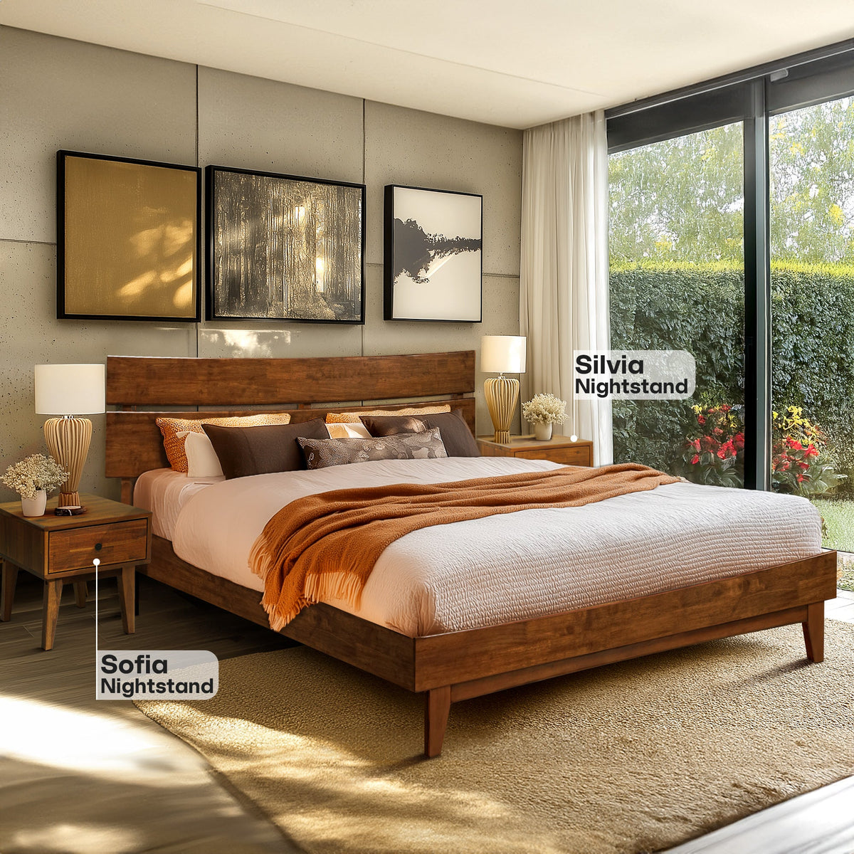 Aurora Solid Wood Bed Frame