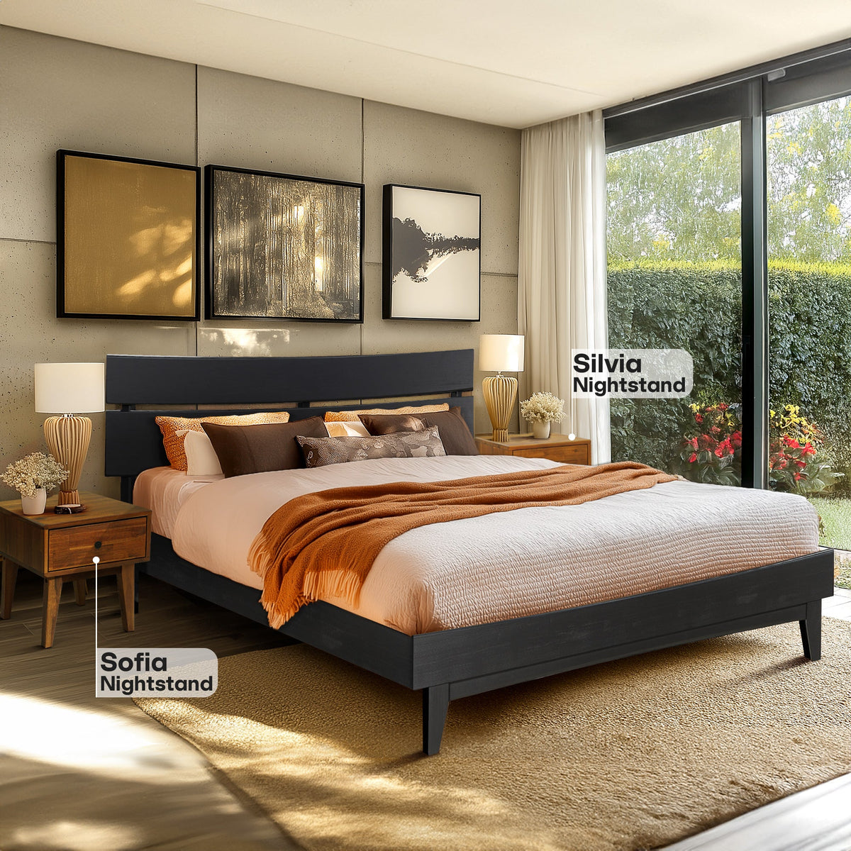 Aurora Solid Wood Bed Frame