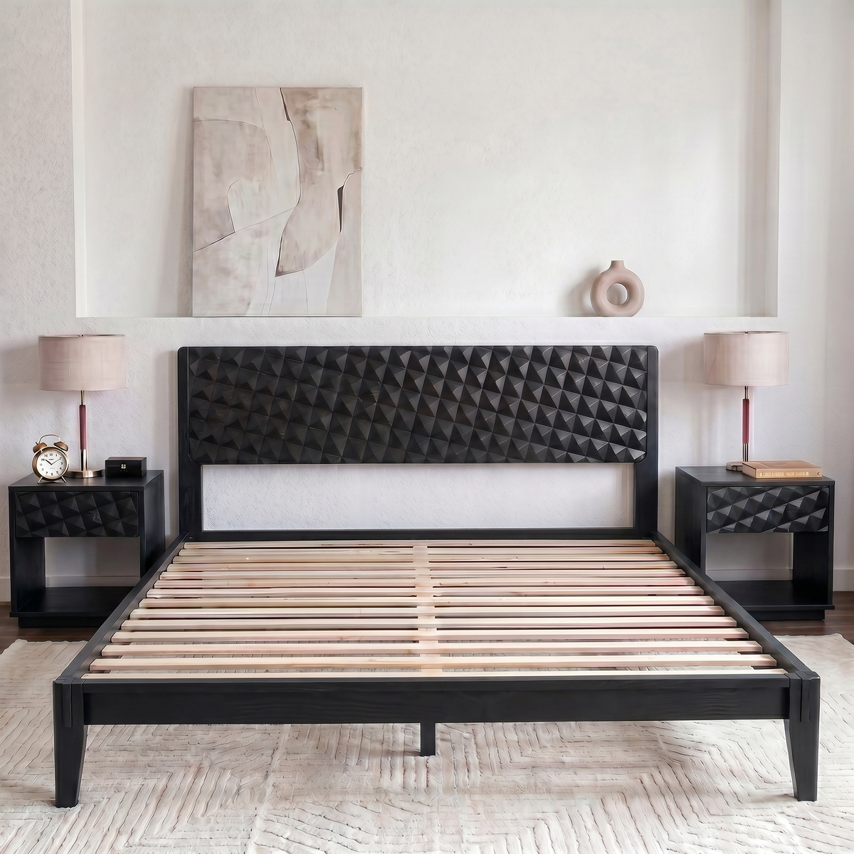 Sapa Solid Wood Platform Bed Frame With Headboard