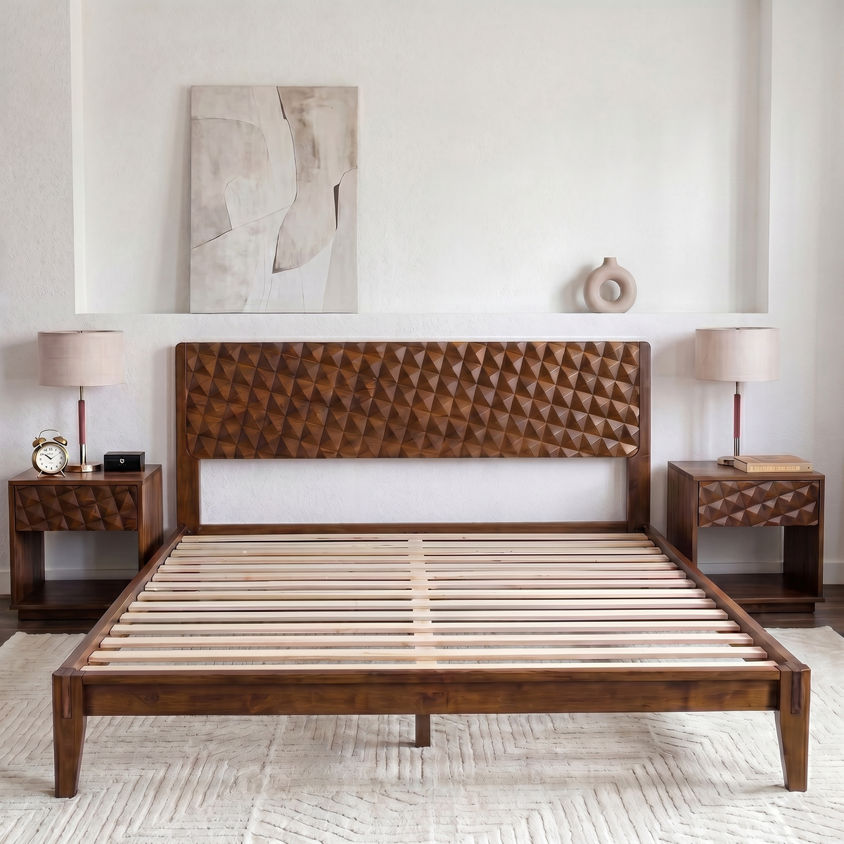 Sapa Solid Wood Platform Bed Frame With Headboard