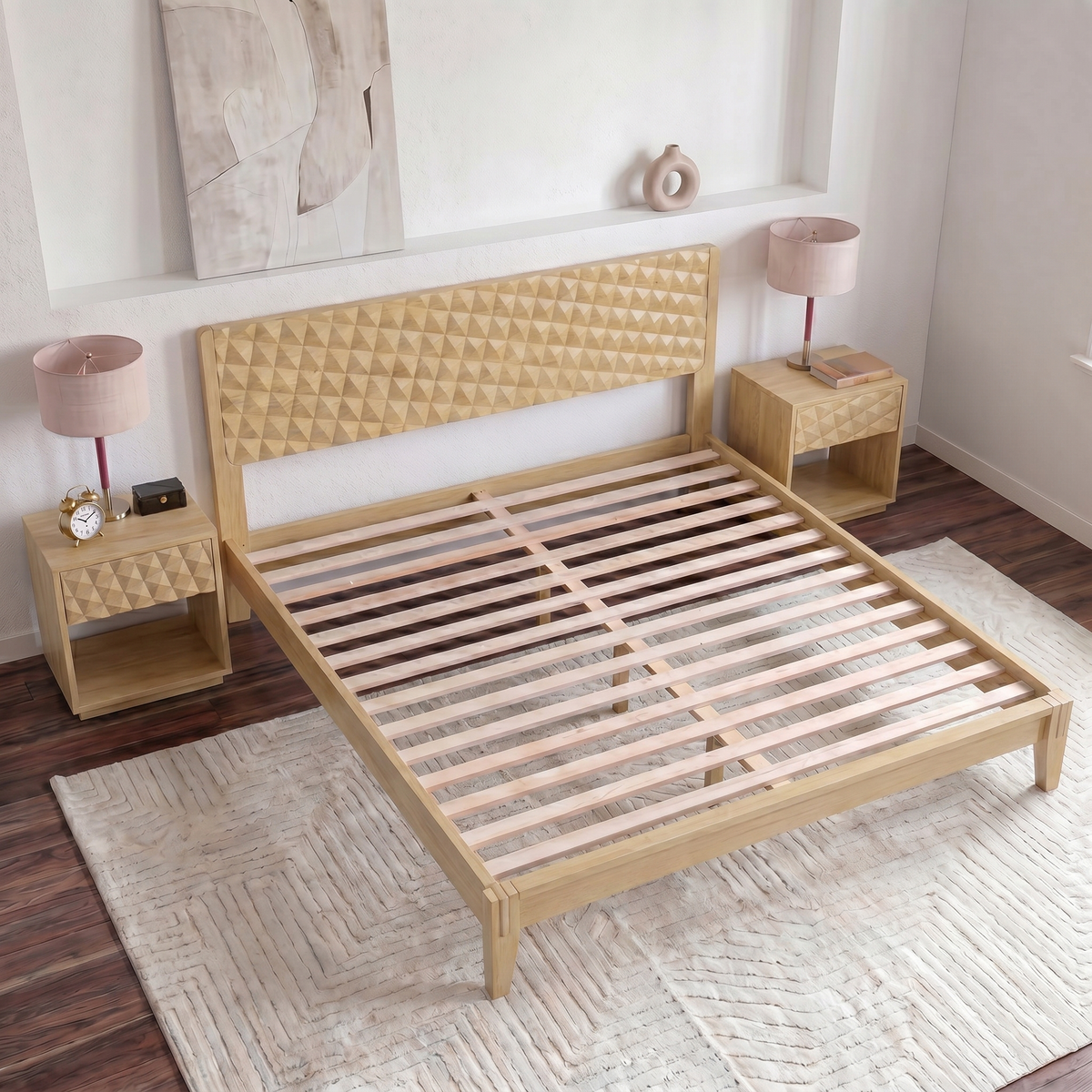 Sapa Solid Wood Platform Bed Frame With Headboard
