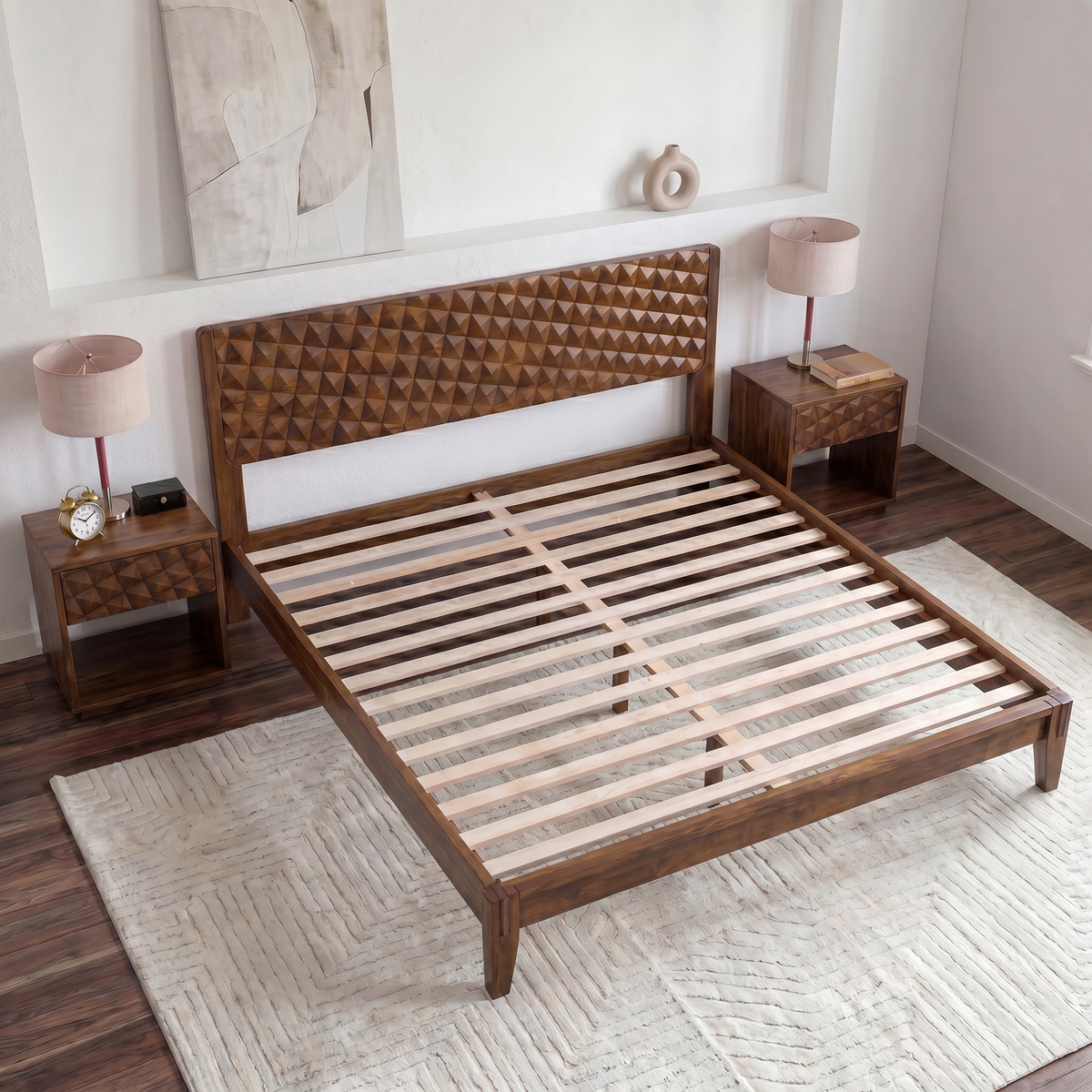 Sapa Solid Wood Platform Bed Frame With Headboard