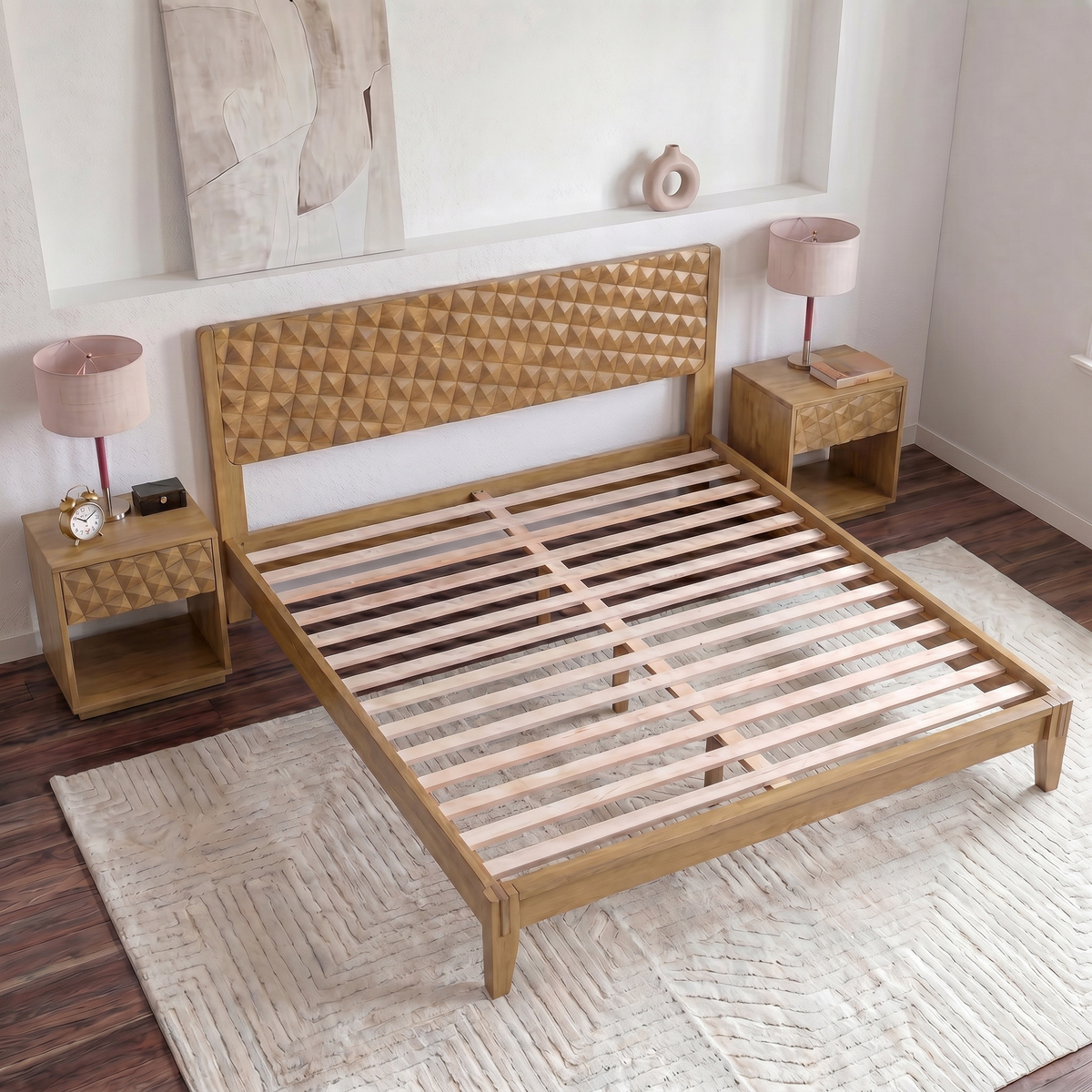 Sapa Solid Wood Platform Bed Frame With Headboard