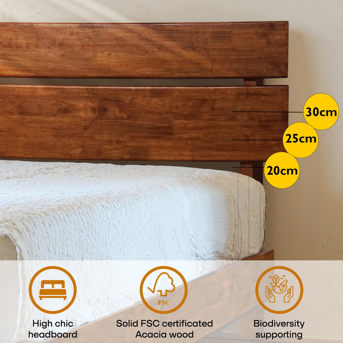 Aurora Solid Wood Bed Frame