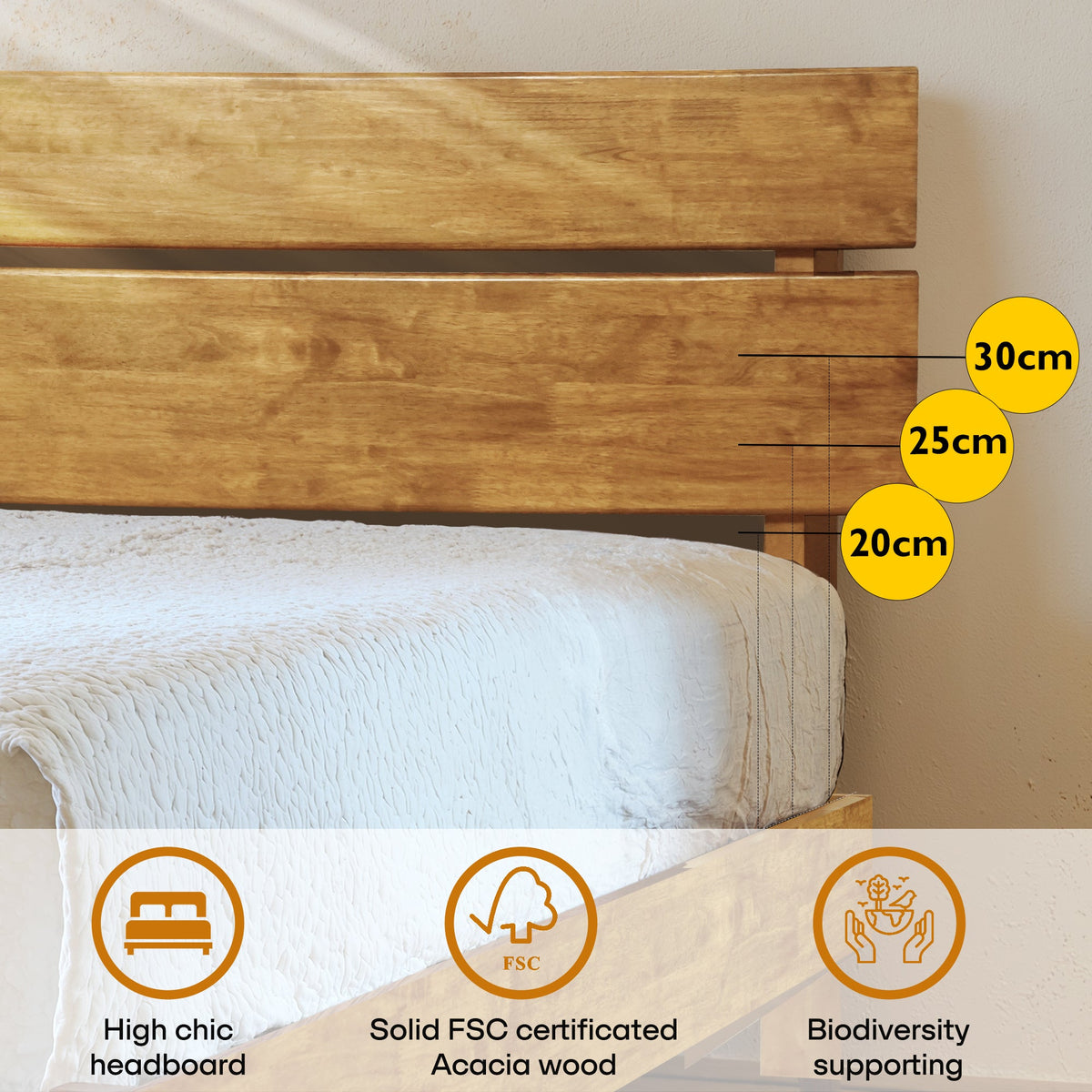 Aurora Solid Wood Bed Frame