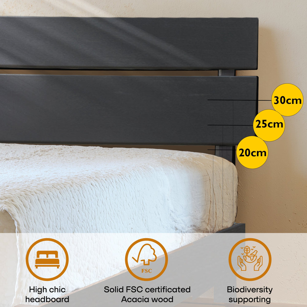 Aurora Solid Wood Bed Frame