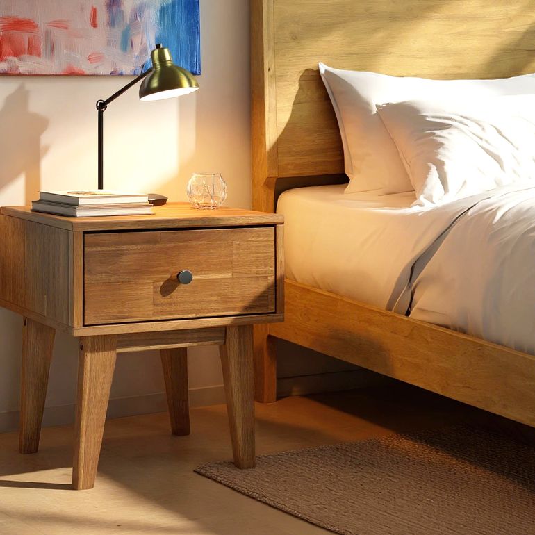 Acacia Sofia Solid Wood Beside Table With 1 Drawer
