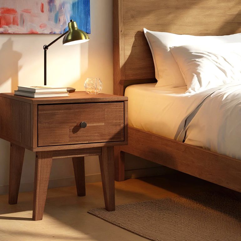 Acacia Sofia Solid Wood Beside Table With 1 Drawer