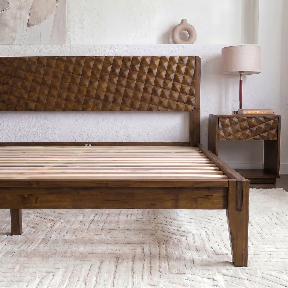 Sapa Solid Wood Platform Bed Frame With Headboard