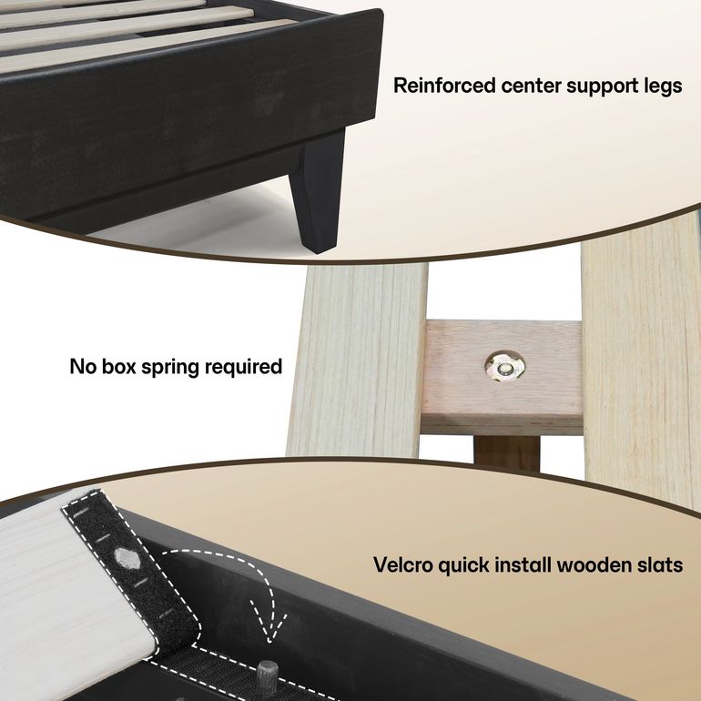 Aurora Solid Wood Bed Frame with headboard
