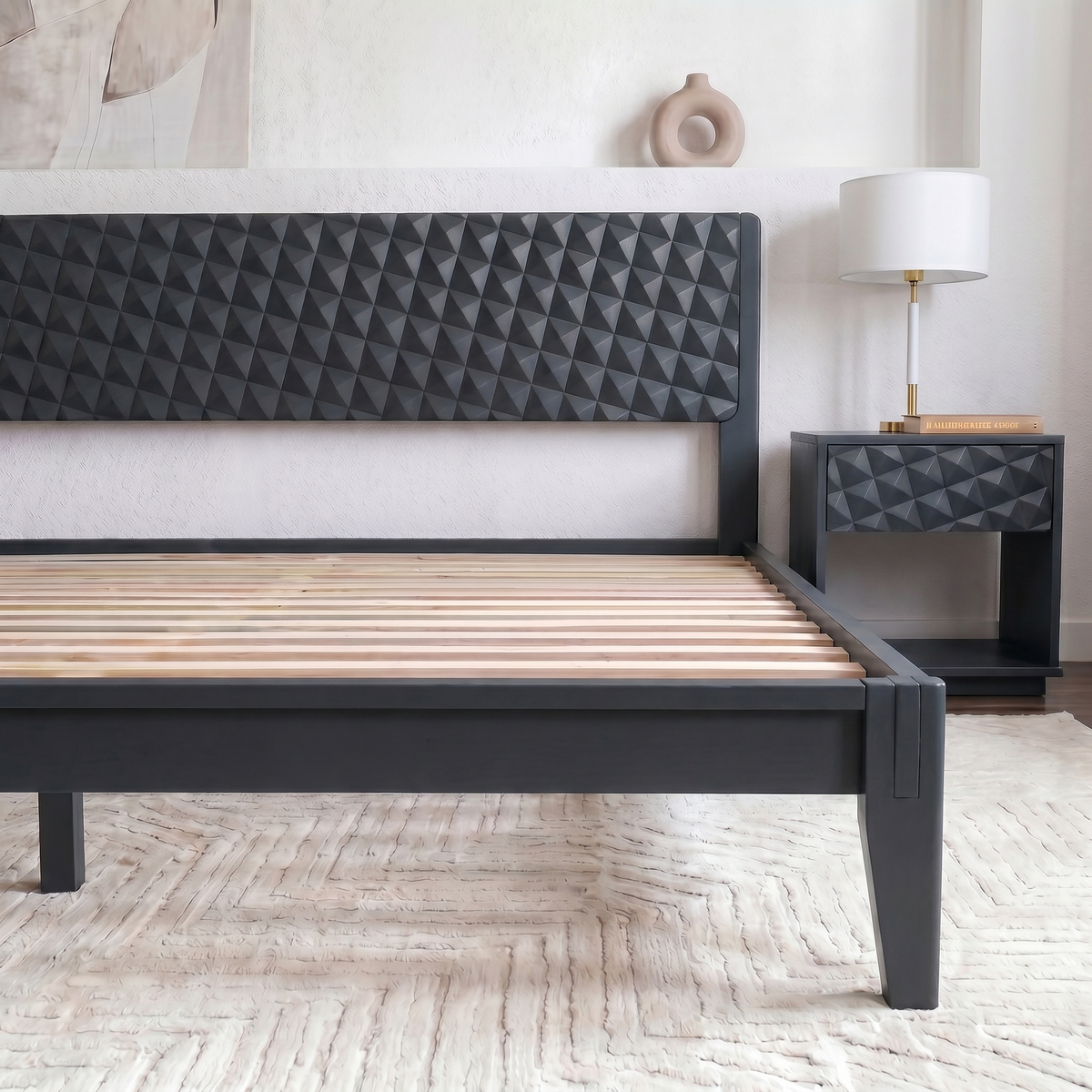 Sapa Solid Wood Platform Bed Frame With Headboard