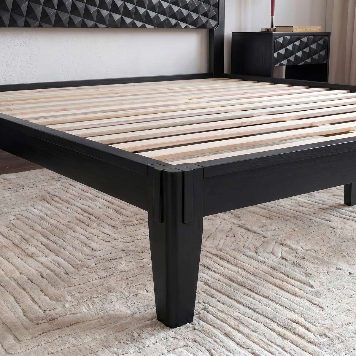 Sapa Solid Wood Platform Bed Frame With Headboard