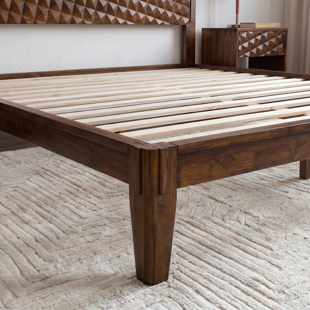 Sapa Solid Wood Platform Bed Frame With Headboard