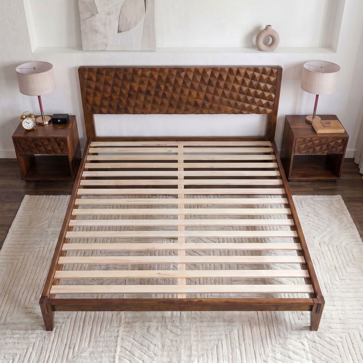 Sapa Solid Wood Platform Bed Frame With Headboard