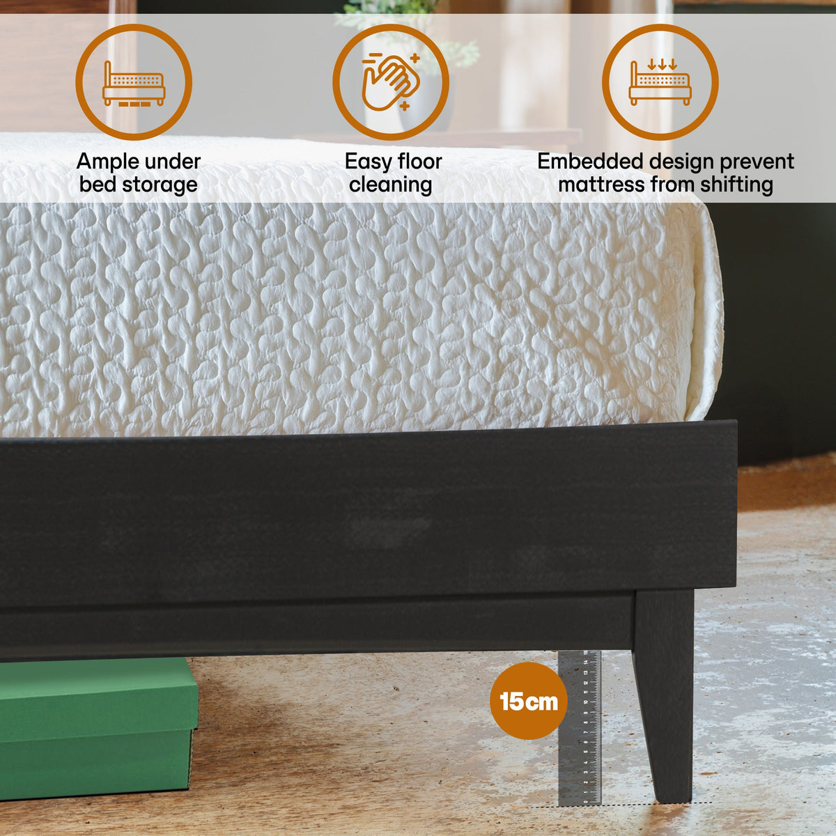 Aurora Solid Wood Bed Frame