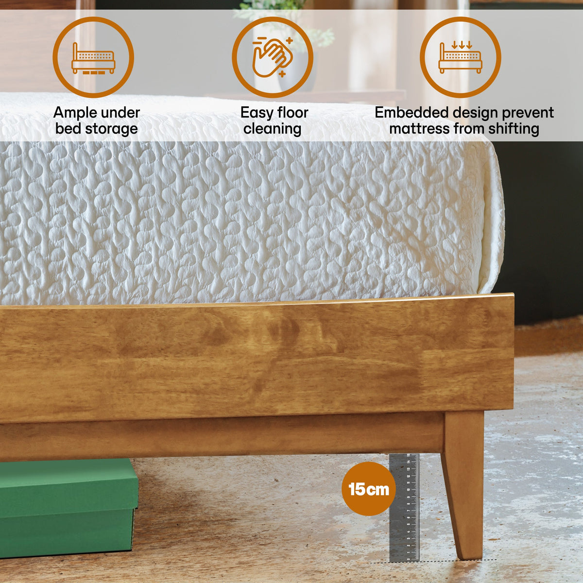 Aurora Solid Wood Bed Frame
