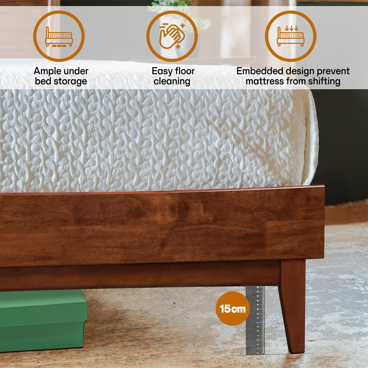 Aurora Solid Wood Bed Frame