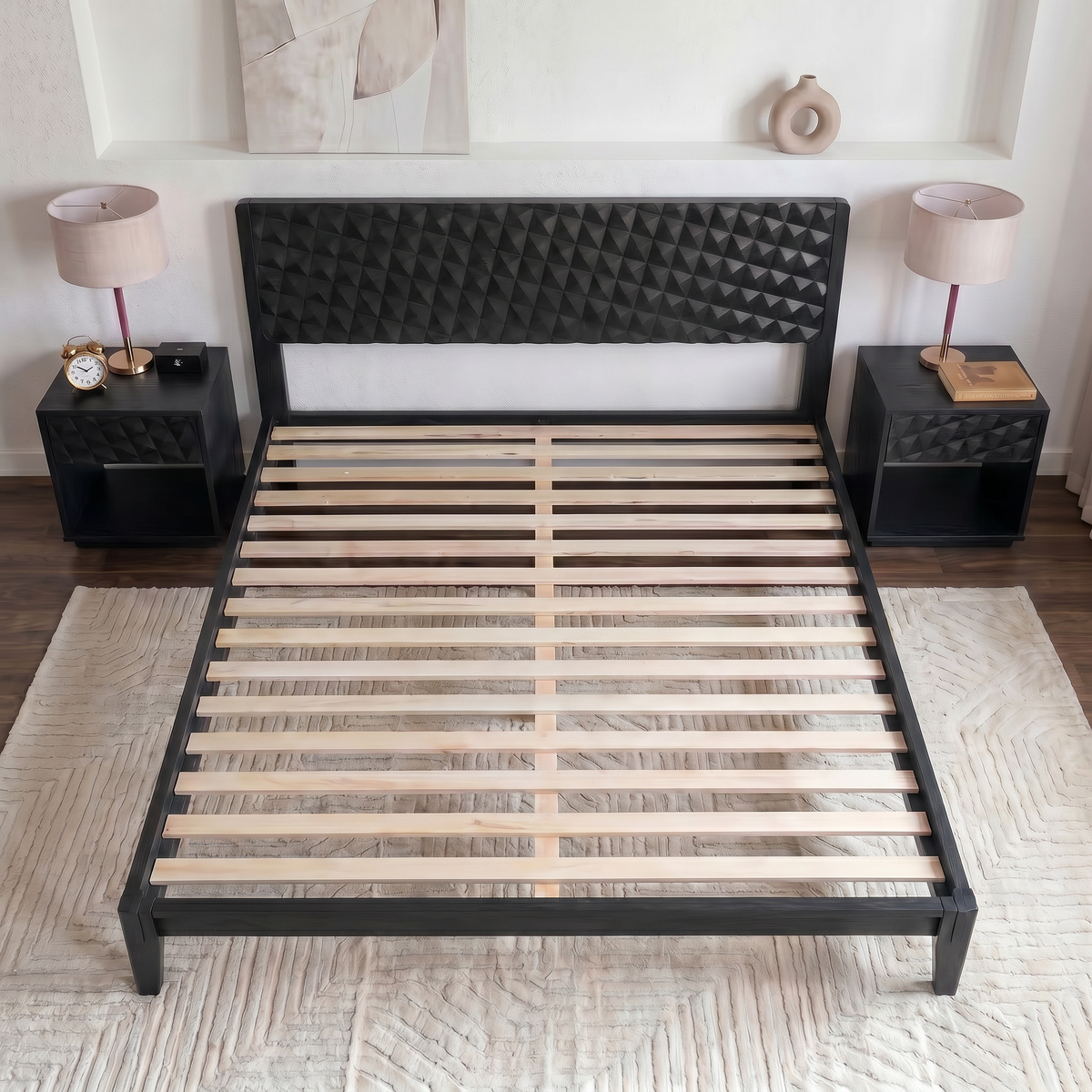 Sapa Solid Wood Platform Bed Frame With Headboard
