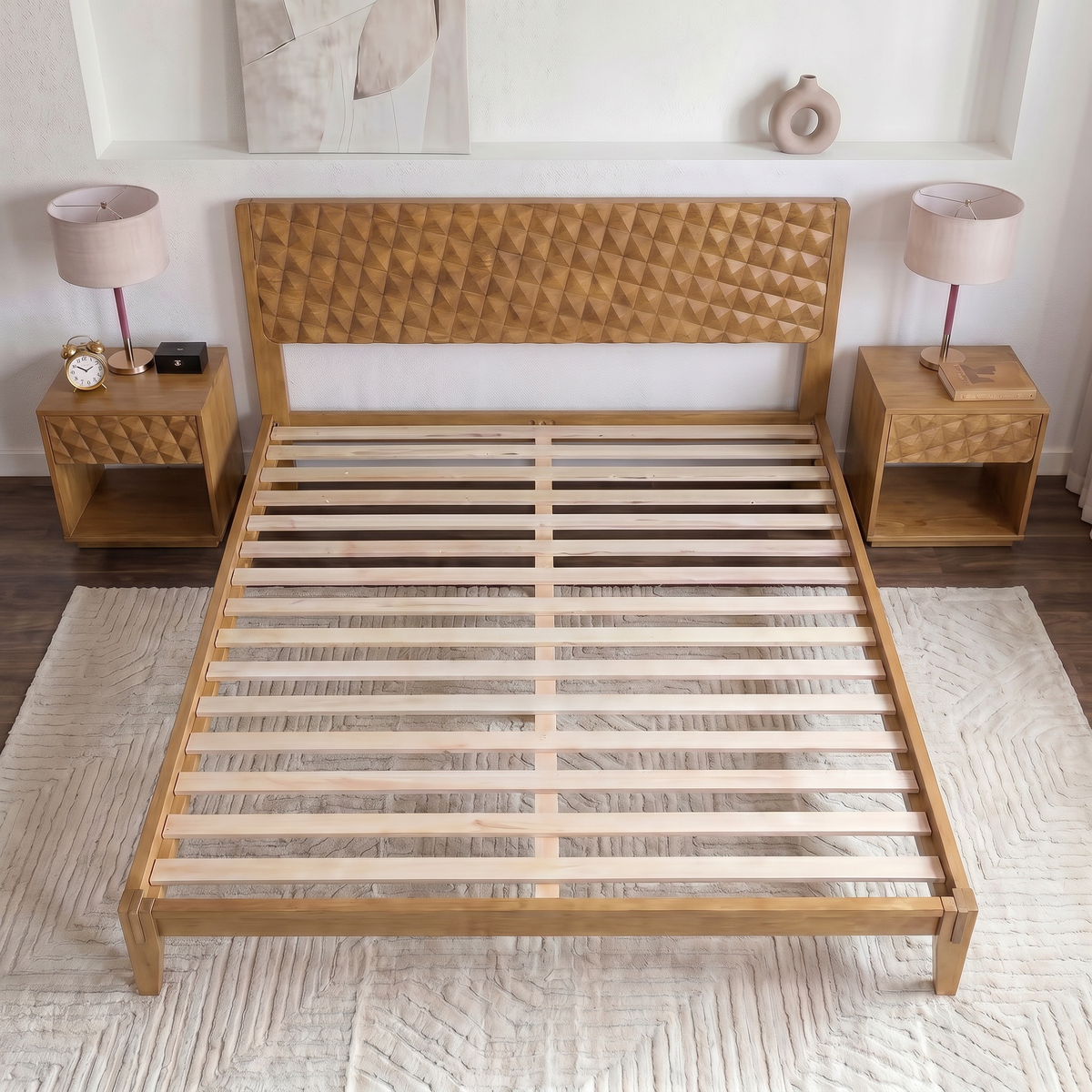 Sapa Solid Wood Platform Bed Frame With Headboard